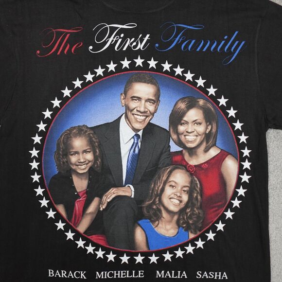 Vintage Obama Shirt Mens XL Black The First Family Graphic Tee Short Sleeve Y2K - Picture 2 of 9